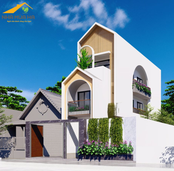 Nhà cao tầng hiện đại với mái Thái cách tân