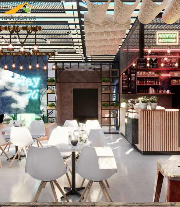Cà phê sân thượng Rooftop coffee phong cách hiện đại